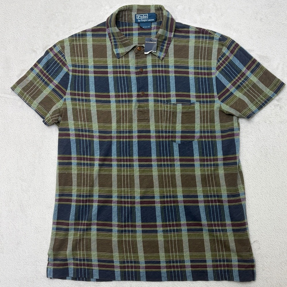 Polo Ralph Lauren Custom Fit Plaid Polo M New imperfection 100% cotton jersey